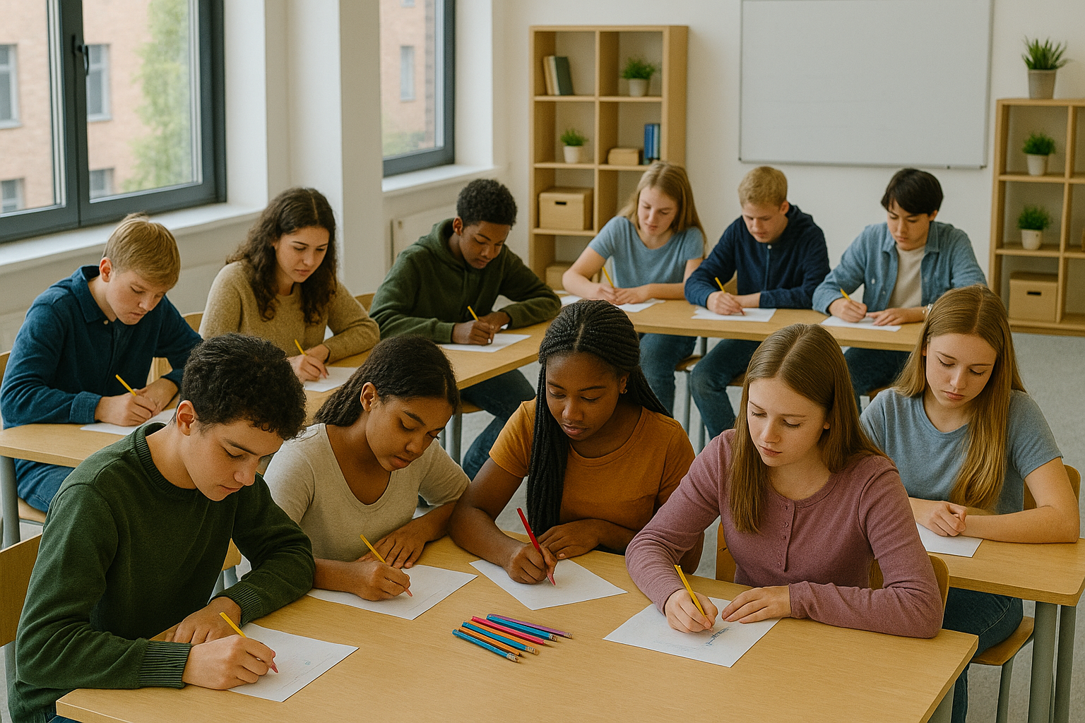 Kinderen voeren ieder projectieve oefeningen uit Kinderen voeren ieder projectieve oefeningen uit
